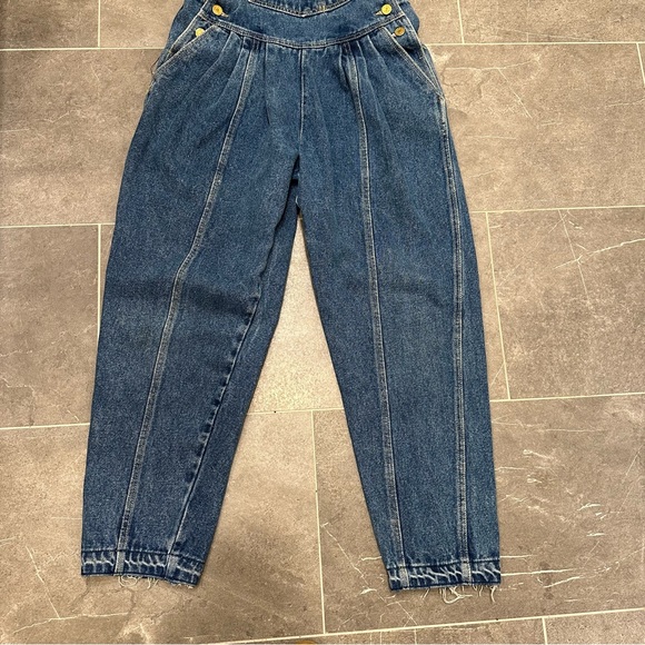 Vintage overalls denim medium wash blue mom jean 90s no stretch - Picture 9 of 13